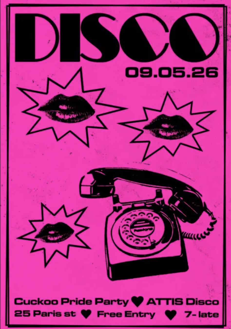 Pride Disco event poster at Cuckoo Taproom